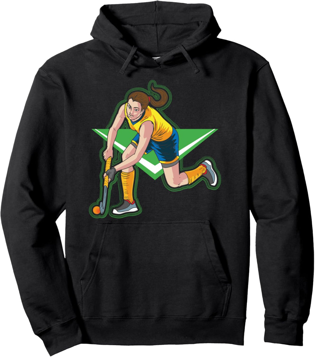 Mädchen, das Feld hockey sport spielt geschenk Pullover Hoodie