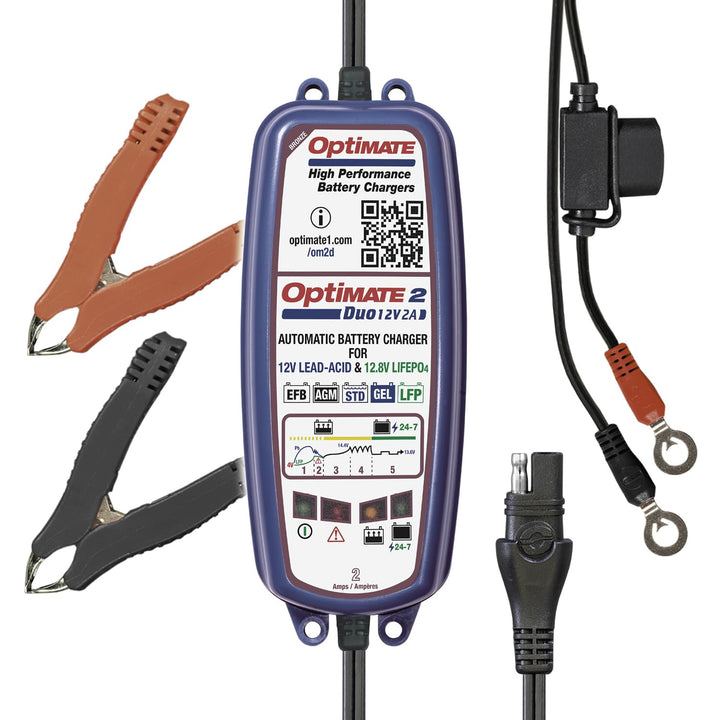 Optimate 2 DUO - 5-stufiges 12V/12,8V 2A Batterielade- und Wartungsgerät, Blau