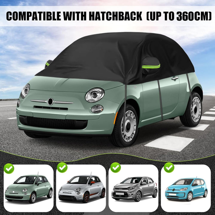 Autoabdeckung Schrägheck Universalmodell 300 * 150 * 49cm, Halbgarage Wasserdicht Ersatz für FIAT 50