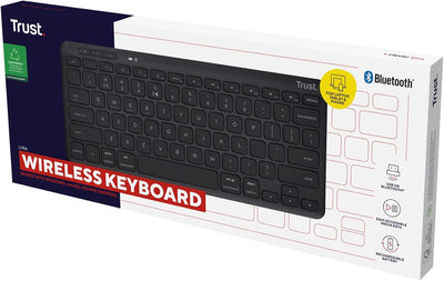 Trust Lyra Kompakte Bluetooth Tastatur, QWERTZ-Layout, 85% Recyclingkunststoff, Multi-Device Funktas