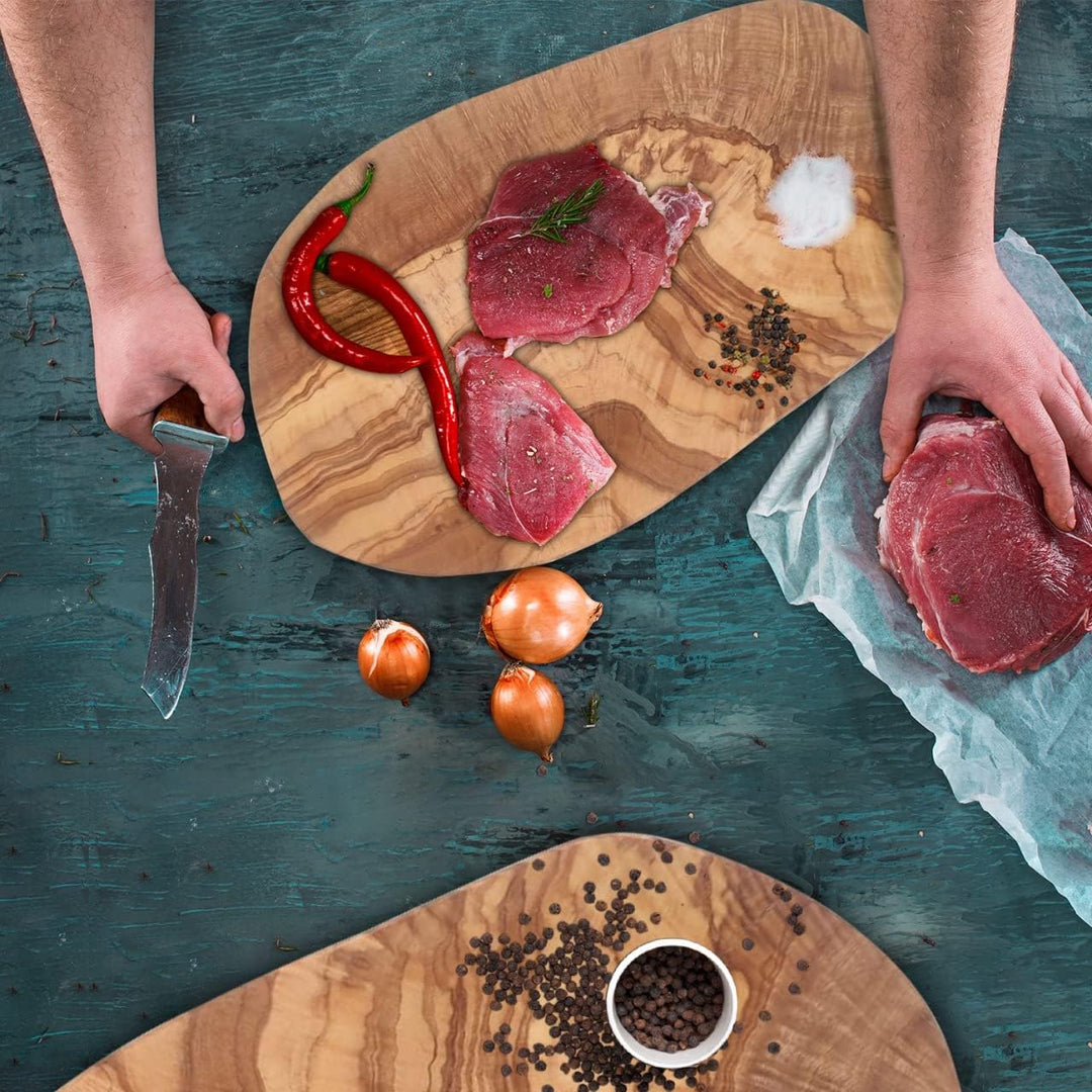 Brett aus Olivenholz, Olivenholzbrett Schneidebrett, Holzbrett, Frühstücksbrett, Steakbrett, Natursc