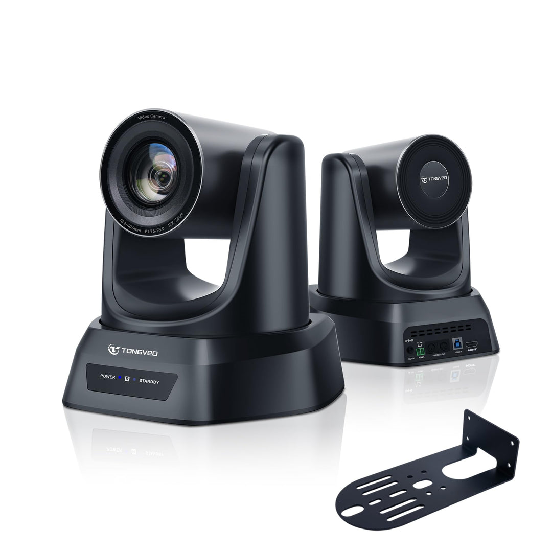 TONGVEO PTZ Konferenzkamera mit KI-Auto-Tracking, 12X optischem Zoom, Weitwinkel, 1080P/60fps (HDMI/
