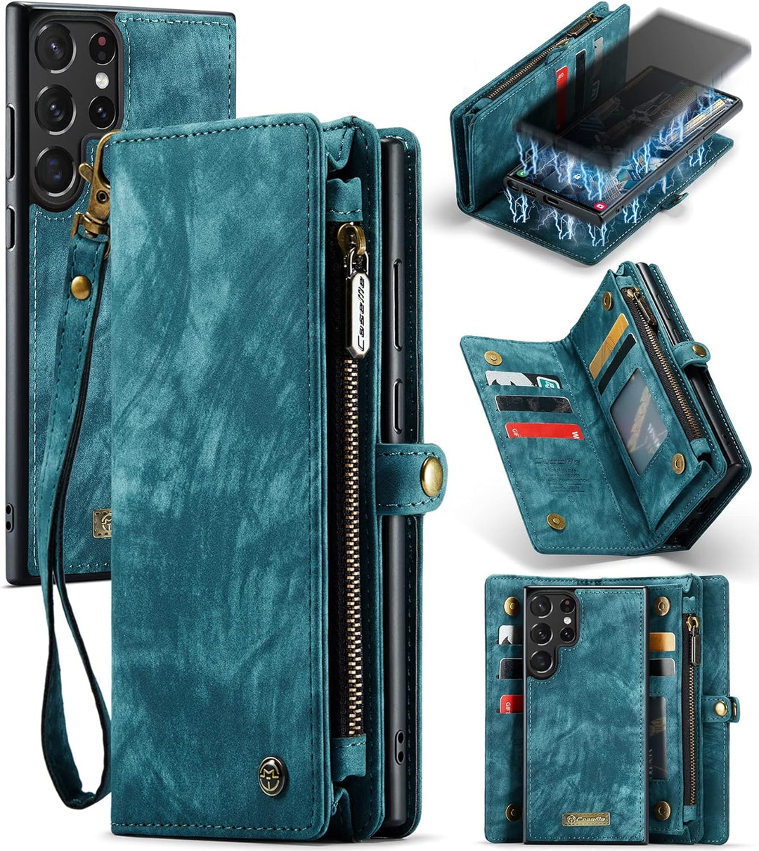 UFinetech Samsung S23 Ultra Hülle, Stossfest Kartenfach Magnetisch Abnehmbare Tasche Samsung Galaxy