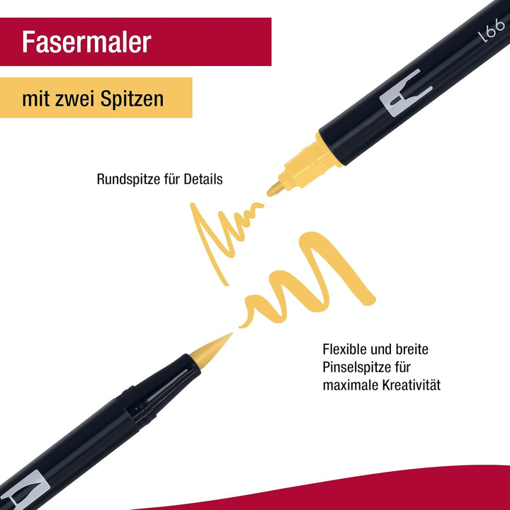 Tombow ABT-18P-2 Fasermaler Dual Brush Stift mit zwei Spitzen, 18er Set, Sekundärfarben 18er-Set Sek