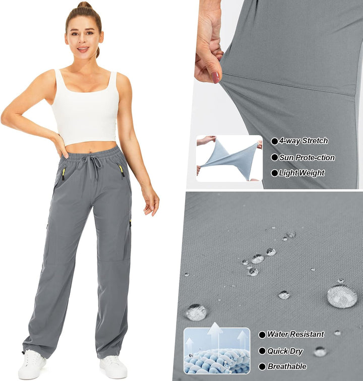 yeyity Wanderhose Damen Leichter Quick Dry Outdoorhose Atmungsaktiv Cargohose UV-Schutz Trekkinghose