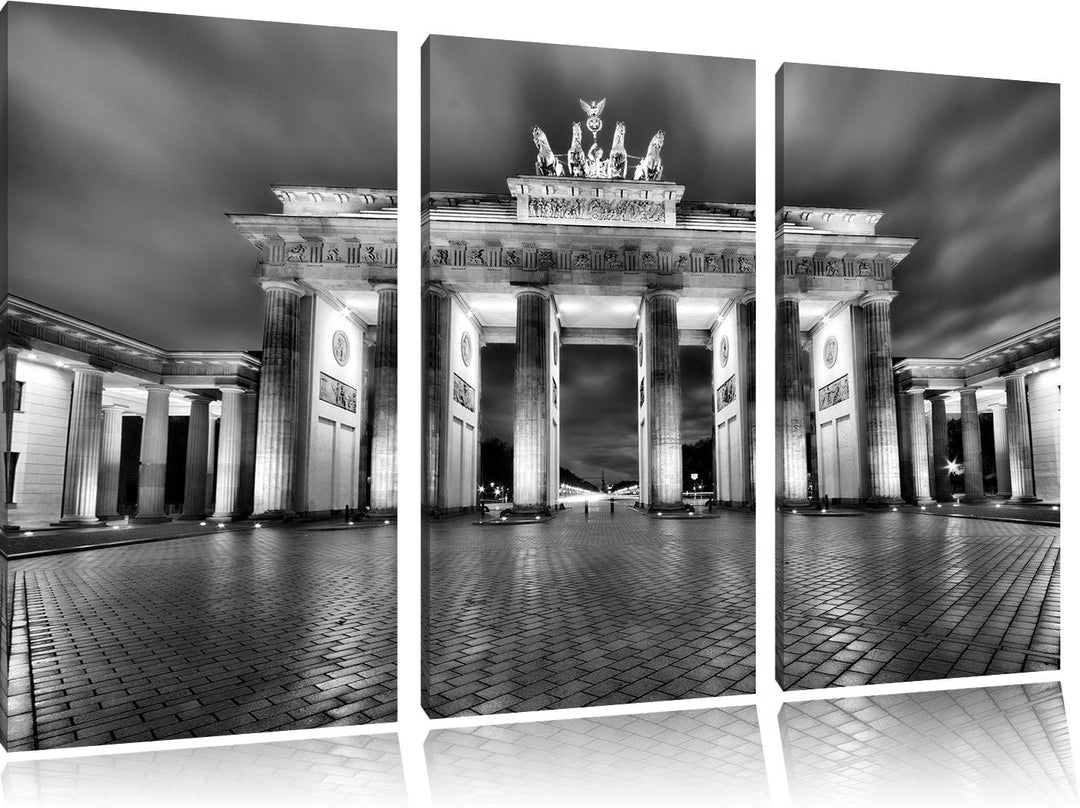 Pixxprint Brandenburger Tor als Leinwandbild/Grösse: 3 Teilig (120x80 cm) cm/Wandbild/Kunstdruck/fer