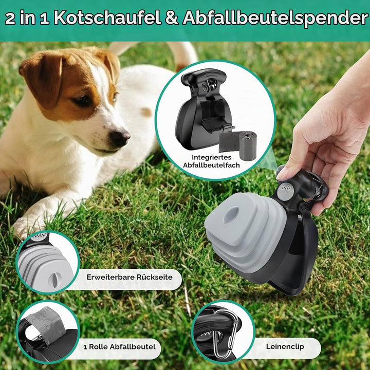 ORIA Tragbare Hundekotgreifer, Pooper Scooper, Faltbarer Hundekotschaufel mit Abfallsäcken Haustier-