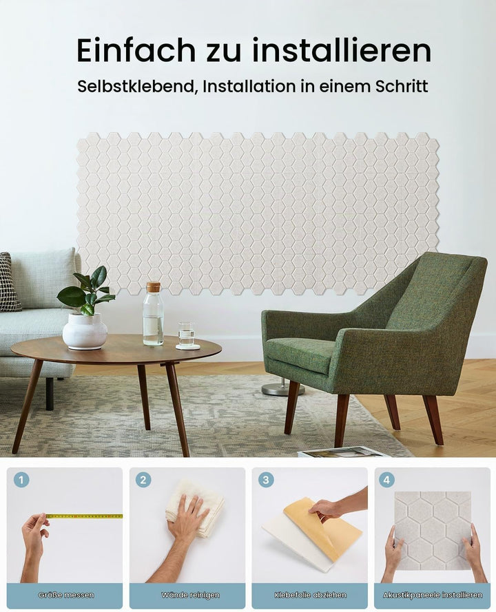 12 Stück Akustikplatten Selbstkleben, Schallabsorber, 30x30x0.9cm, Schalldämmung Wand tür Decken, Ak