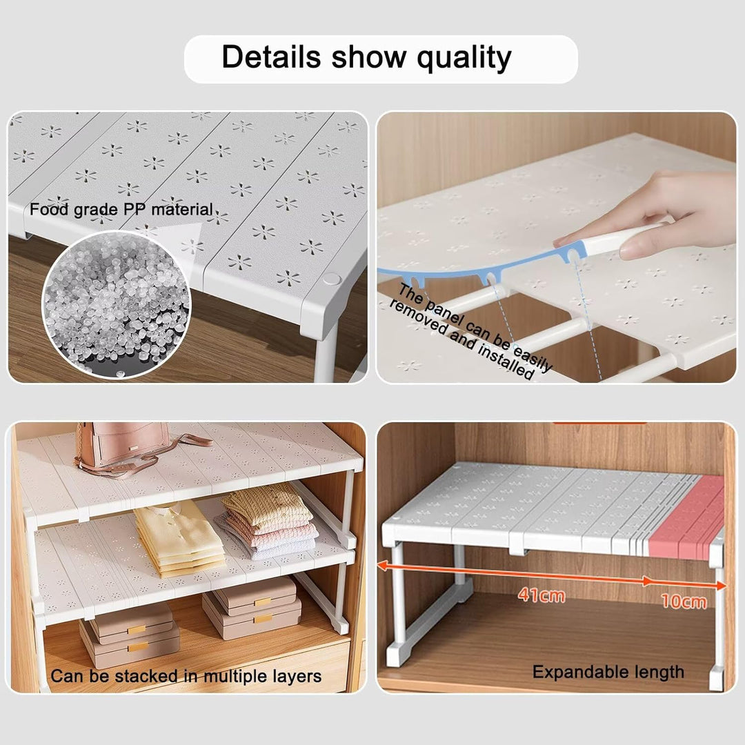 Erweiterbares Schrankregal, Verstellbare Kleiderschrank Organizer Rack, Stapelbar Aufbewahrungsorgan