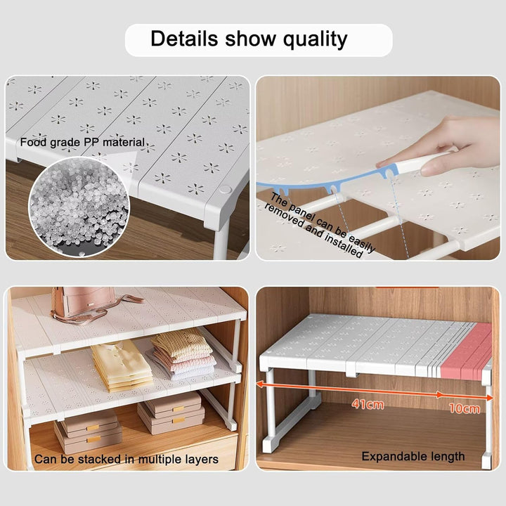Erweiterbares Schrankregal, Verstellbare Kleiderschrank Organizer Rack, Stapelbar Aufbewahrungsorgan