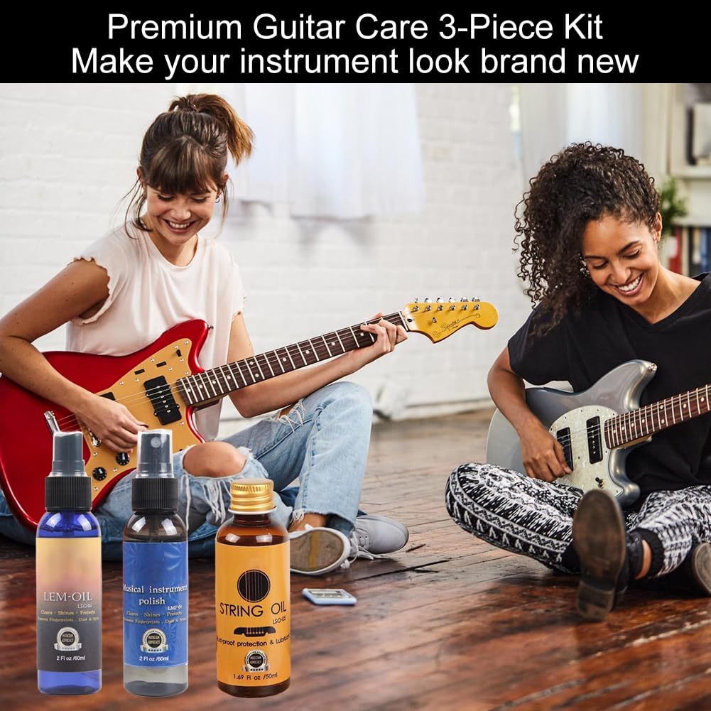 Gitarrenreinigung,Gitarren Reinigungsset,Gitarrenpflege Set,Guitar Cleaning Set,mit Gitarrenpolitur,