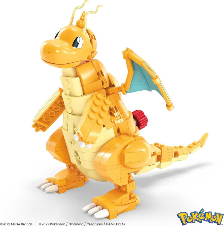 MEGA Pokémon Bauspielzeug für Kinder, bewegliche grosse Dragoran-Figur zum Zusammenbauen mit Bewegun