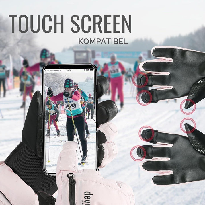 devembr Skihandschuhe mit Handgelenkschützern, Warme Snowboardhandschuhe für Herren und Damen (XS/S/