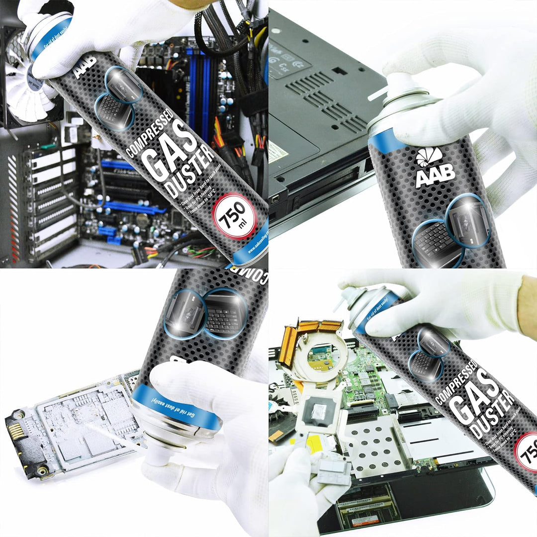 AAB Druckluftspray 7 x 750ml, Druckgasreiniger, Druckluft, Reinigung von Multimedia- und Bürogeräte,