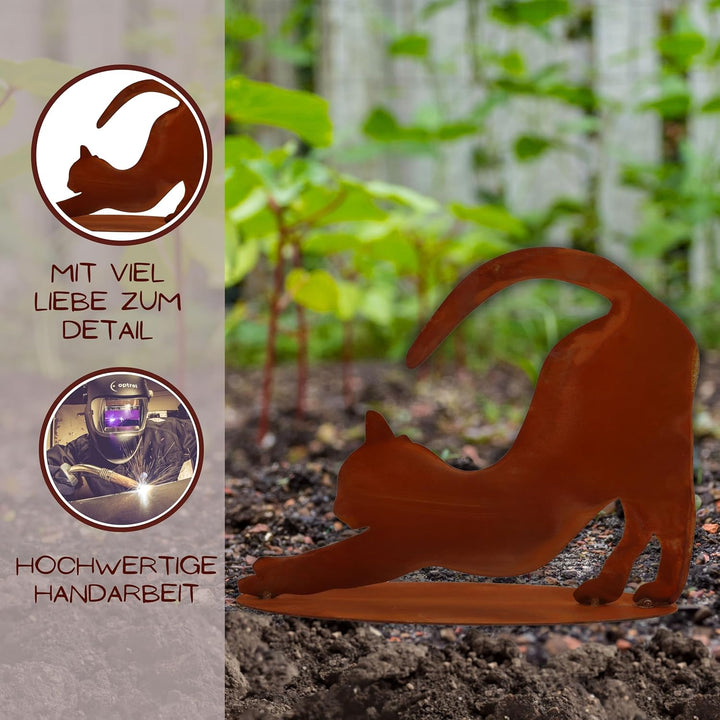 Rostikal Rost Katze Stehend 23 cm - Ausgefallene Katzenfigur, Gartendeko für Draussen Wetterfest, De
