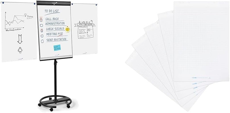 Legamaster 7-153600 Universal Flipchart Triangle Rundfuss, schwarz & Landre Flipchart Papier, karier