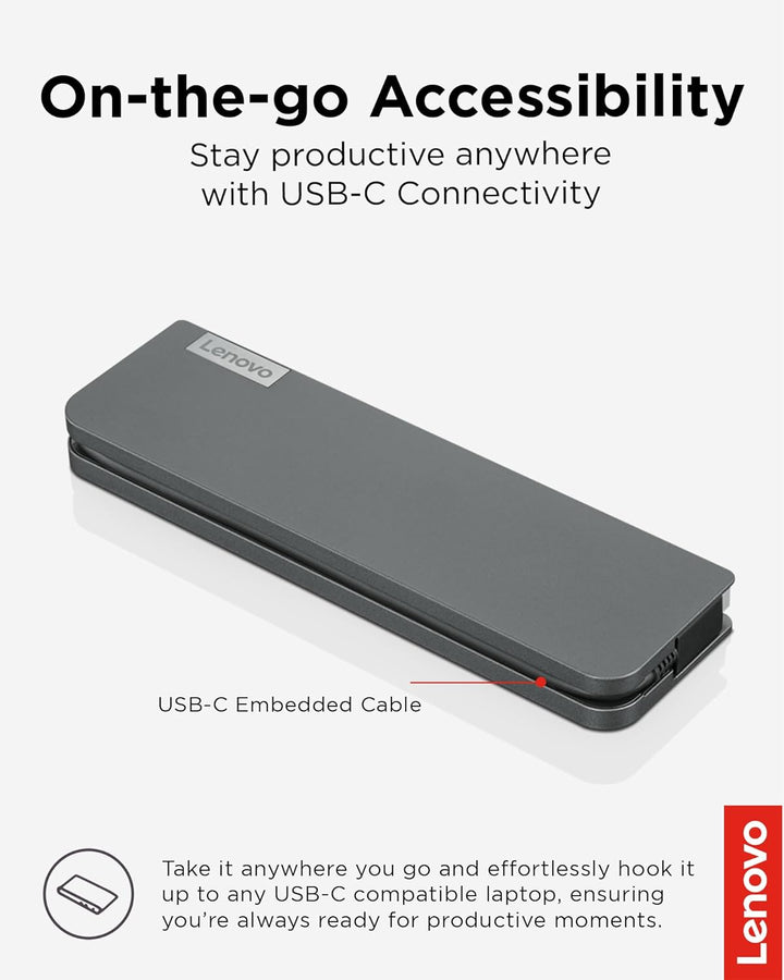 Lenovo USB-C Mini-Dock, 7-in-1 tragbare Dockingstation mit HDMI, VGA, USB-C, USB 3.1, USB 2, 3,5 mm