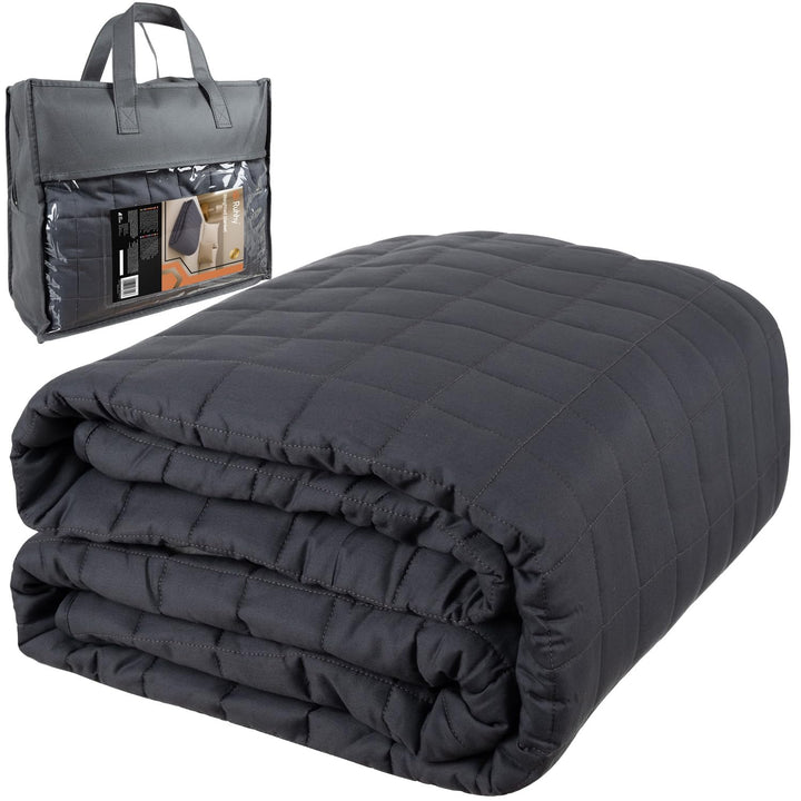 Ruhhy Gewichtsdecke 10 kg 200×220 cm – Grosse Zweilagige Decke in Grau mit Glasperlen, Gleichmässige