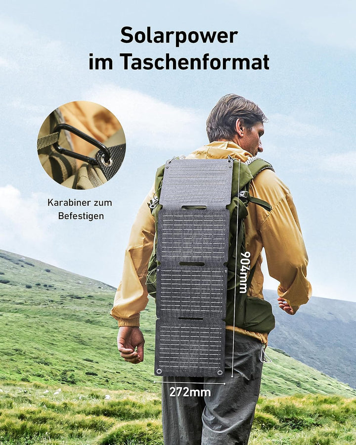 Anker SOLIX PS30 Faltbares Solarpanel 30W, tragbares Outdoor Solarladegerät, IP65 Wasserdicht, Schne
