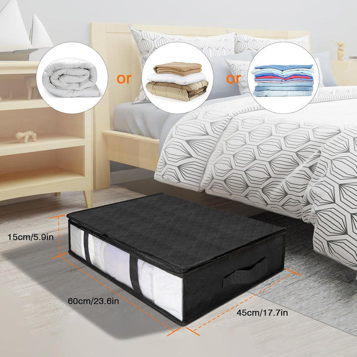 AiQInu Unterbett Aufbewahrungsbox,4 Stück Unterbettkommode mit Sichtfenster und 4 Haltegriffen 60x 4