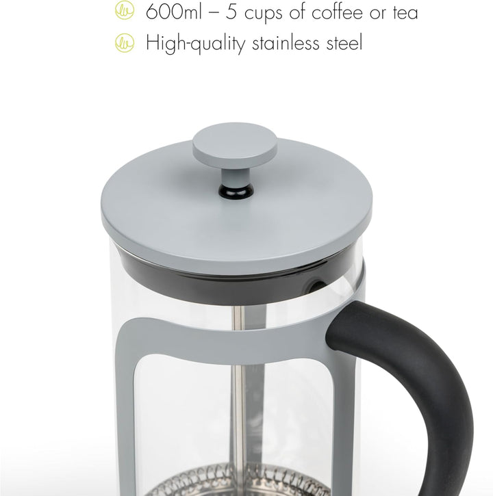 Leopold Vienna - French Press Kaffee- und Teebereiter Moshi 600ml (5 Tassen) grau Medium Gray, Mediu