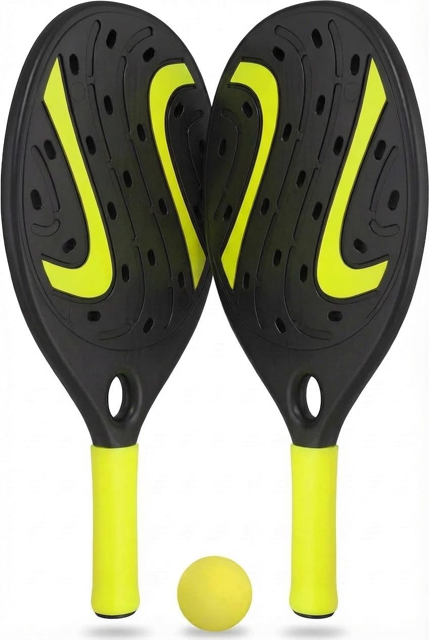 Paar Strandschläger Padel Beach Tennis mit weichem Ball Set Schläger aus Holz Meer, Strand, Pool, Me