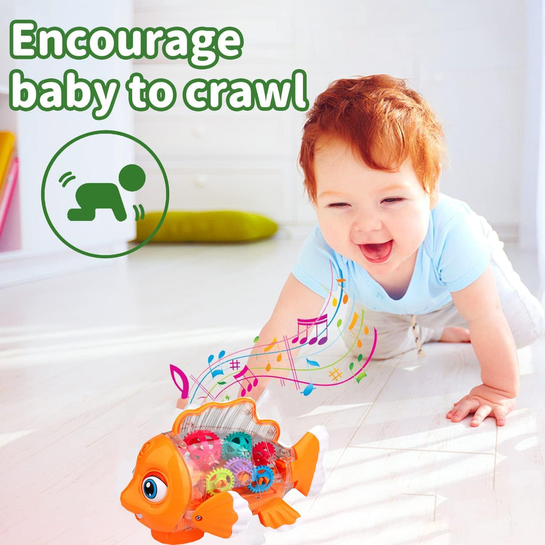 Baby Musik Spielzeug,Kriechendes Musikalisches Babyspielzeug für Kleinkinder 6 9 12 18 Monate Krabbe