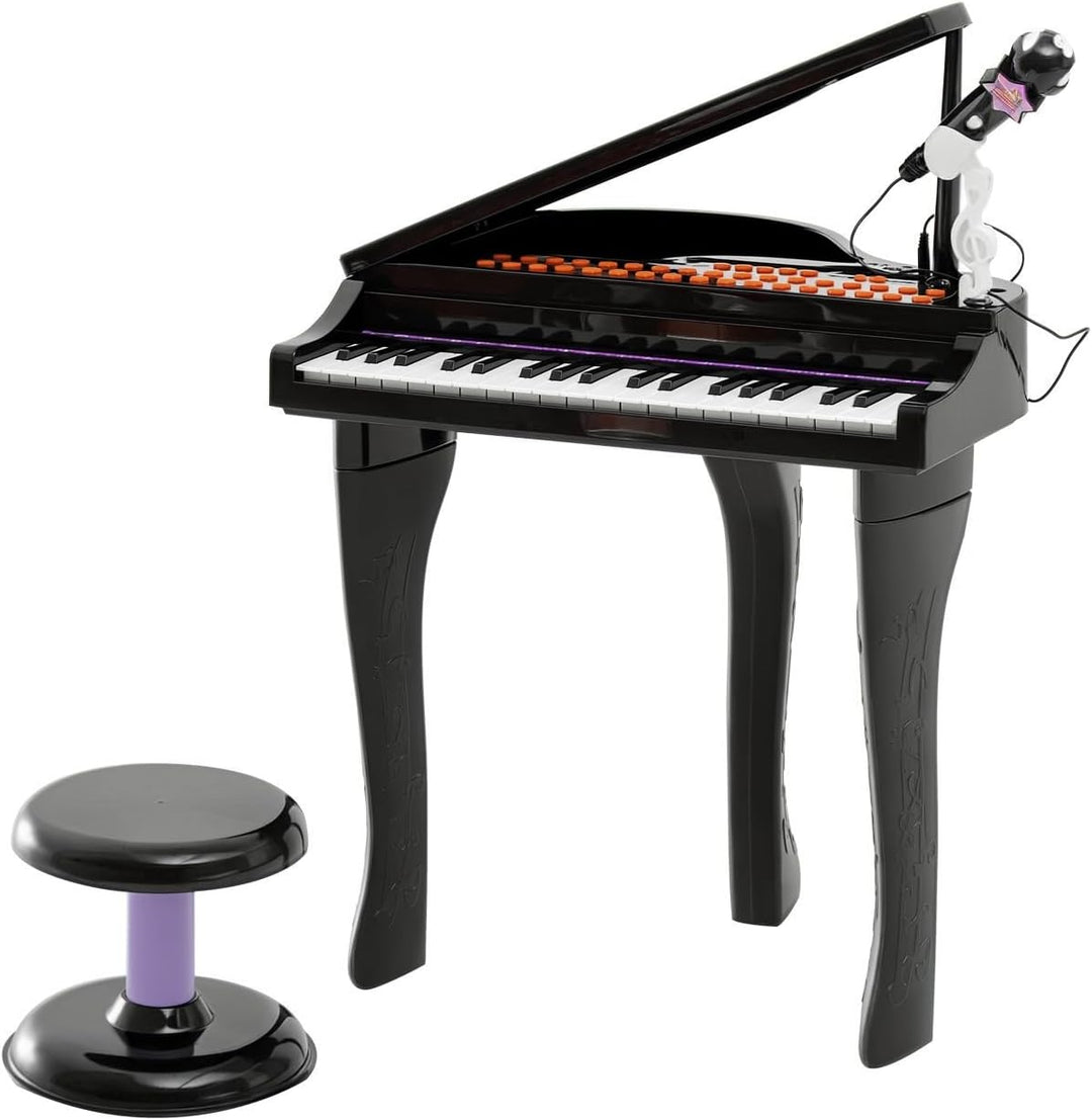 HOMCOM Kinder Klavier Mini-Klavier Piano Keyboard Musikinstrument MP3 USB inkl. Hocker 37 Tasten Sch
