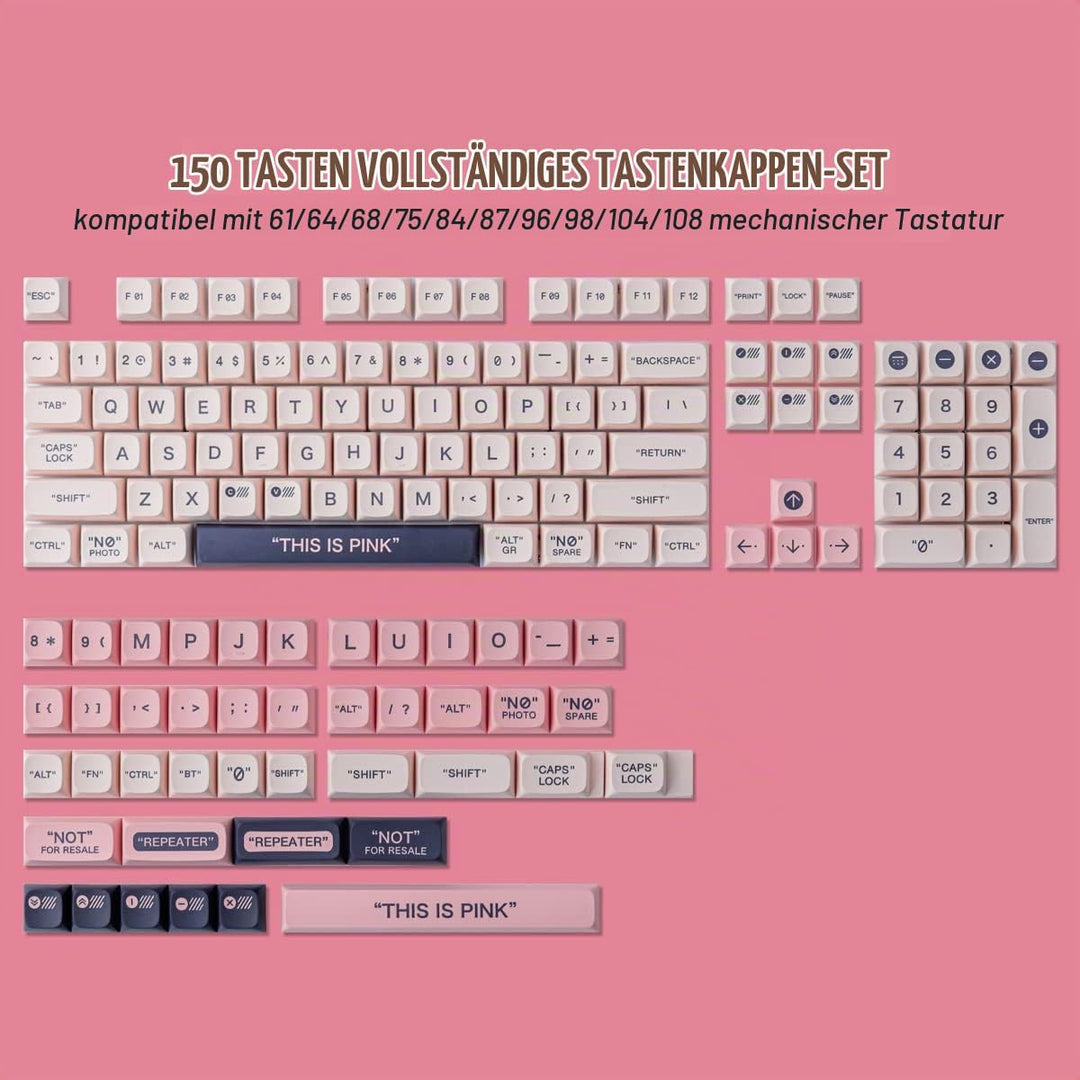 PBT Keycaps 150 Tasten Custom Pink XDA Keycaps Set für Cherry Gateron MX Switches ANSI Layout Mechan