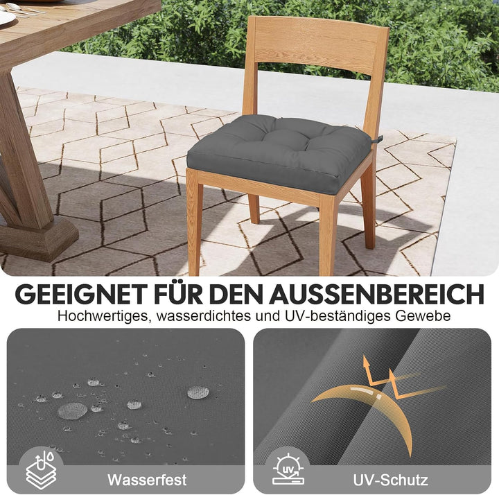 2er Set Sitzkissen Outdoor wasserdicht 45x45x8 cm – UV-beständige Polster für Gartenstühle, Terrasse
