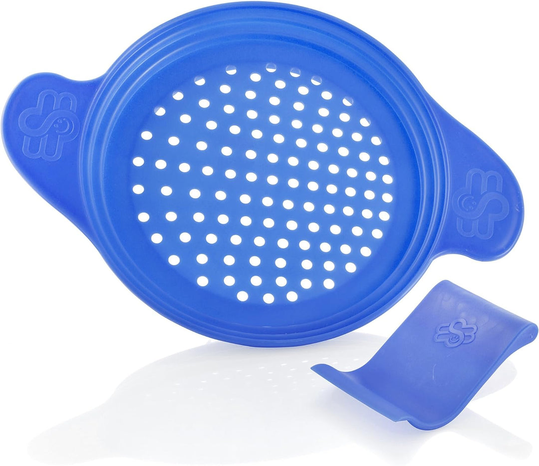 Spätzlereibe mit Spezialschaber für lange und kurze Spätzle und 4 Teigkarten, blau