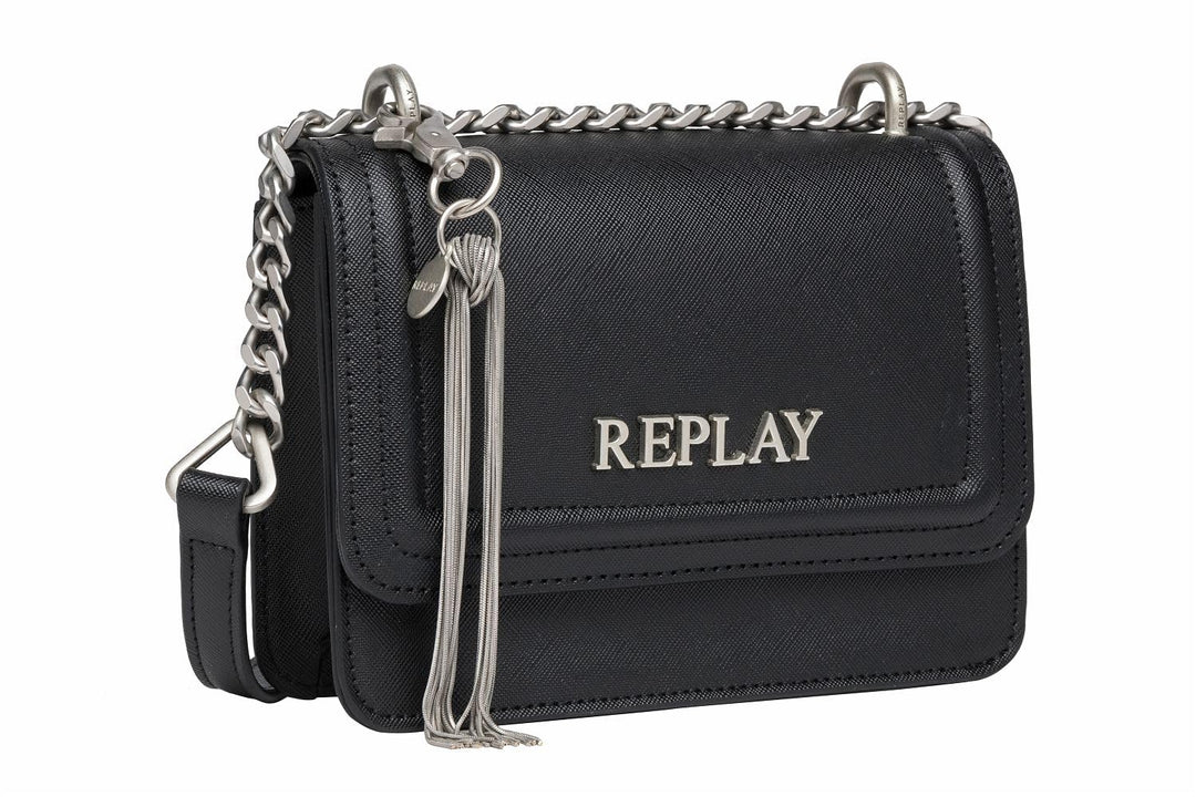 Replay Damen Umhängetasche aus Kunstleder Black 098, Black 098