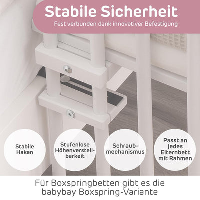 babybay Maxi mit Matratze Classic Soft extra grosses Beistellbett aus massivem Buchenholz / Kinderbe
