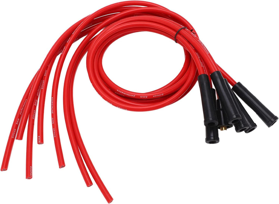 Zündkabelsatz, Zündkerzen-Zündkabel-Set, Rot, 8 Mm Durchmesser, 1 M Länge, Zündkabel-Ersatz für 6-Zy