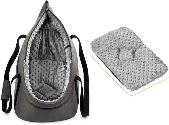 BOUTIQUE ZOO Hundetasche, Welpentasche - Grau/(Plüschstoff mit Noppen), S bis 5 kg - Tragetasche für