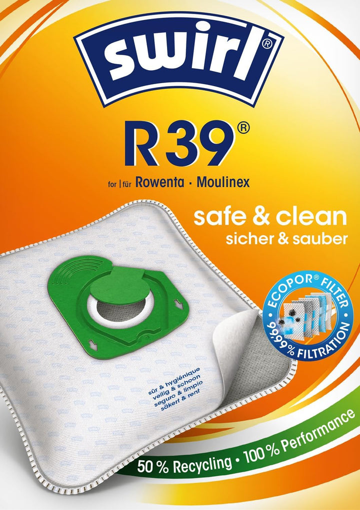 Swirl R 39 MicroPor Plus Staubsaugerbeutel Vorteilspack, 10 Beutel für Rowenta 10 Pack Staubsaugerbe