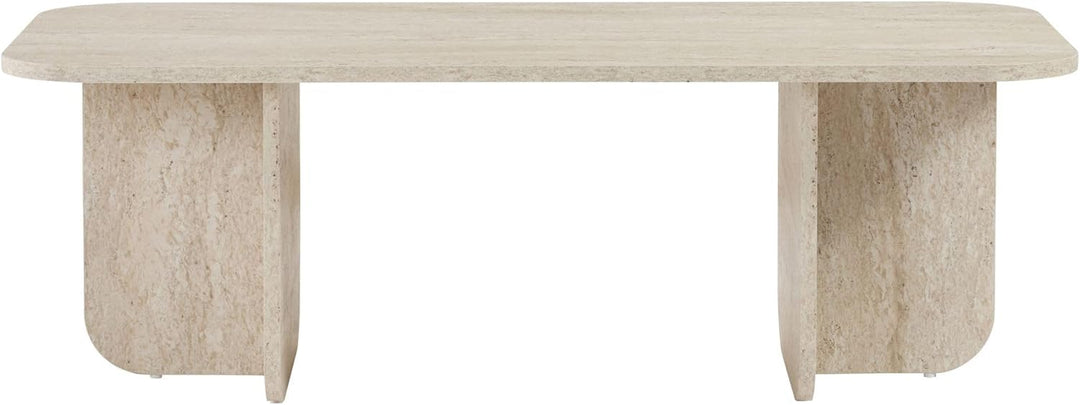 Stilvoller Couchtisch, Travertine-Farbe, 120 x 60 x 41 cm | 100% melaminbeschichtete Spanplatte, 18