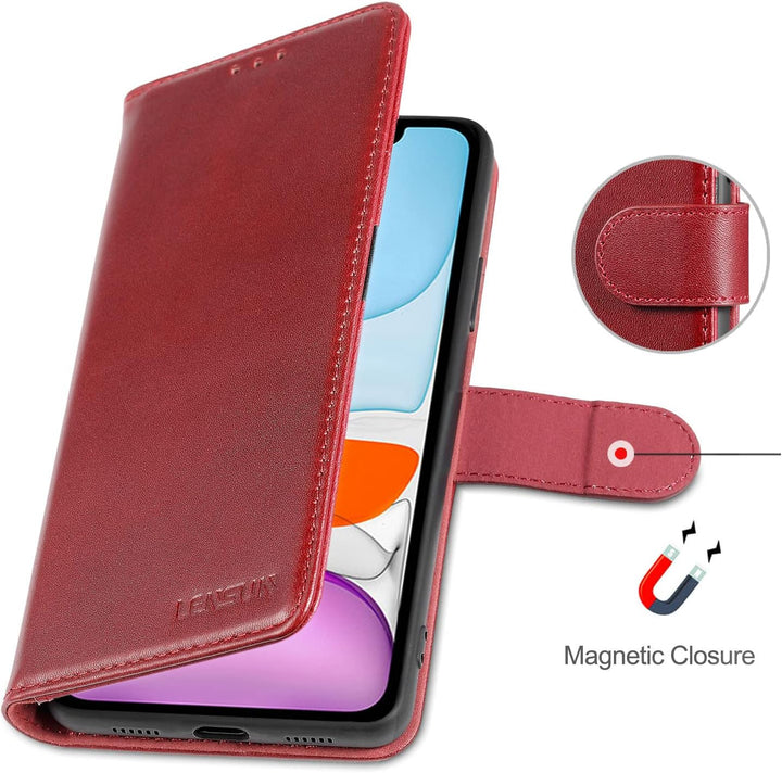 LENSUN Echtleder Hülle für iPhone 11, Handyhülle [Echtes Leder][Magnetverschluss][RFID Schutz] Handy
