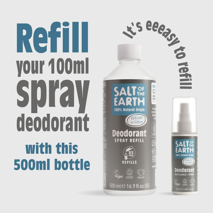 Salt Of The Earth Natürliches Deospray Nachfüllpack für Männer, Pure Armour Vetiver &amp; Zitrus - Vegan