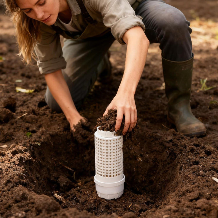 Wurmturm Garten – Mini Kompostbehälter für Outdoor & Hochbeet – Bio Komposter mit Deckel und Belüftu