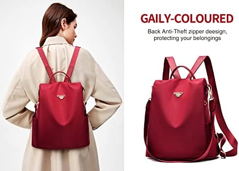 shepretty Damen Rucksack Anti Diebstahl Umhängetasche Multifunktions Schultaschen 8864-rot 32*14*33c