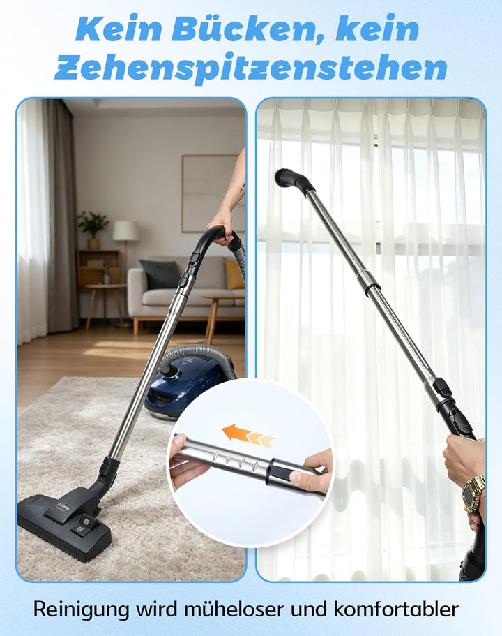 Edelstahl Staubsaugerrohr 35mm Teleskoprohr für Miele mit Klick System Kompatibel mit Miele Staubsau