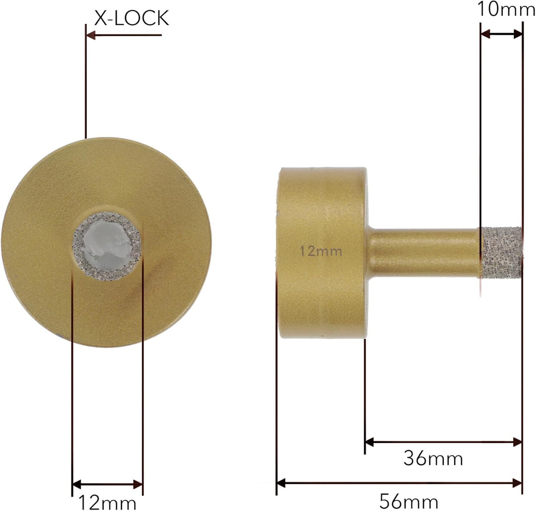 PRODIAMANT Diamant Fliesenbohrer 12 mm passend für X-Lock Aufnahme – Trockenbohrer für Feinsteinzeug