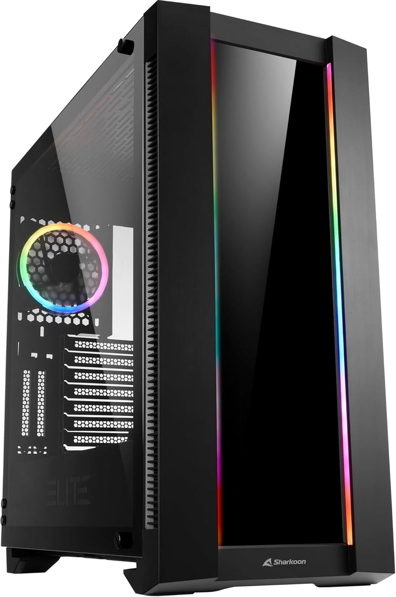 Sharkoon Elite Shark CA200G, PC-Gehäuse, ARGB, 8-Fach RGB-Steuerung, klassischer und vertikaler Graf