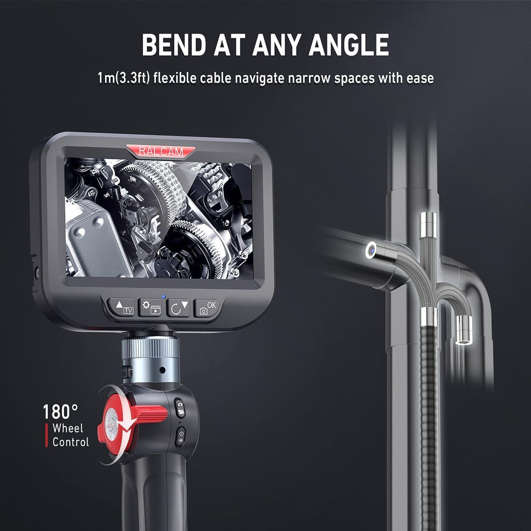 Ralcam Endoskopkamera mit Licht Endoscope Camera - Endoskop 8,5mm Inspektionskamera 4,3" HD 1080P Ro