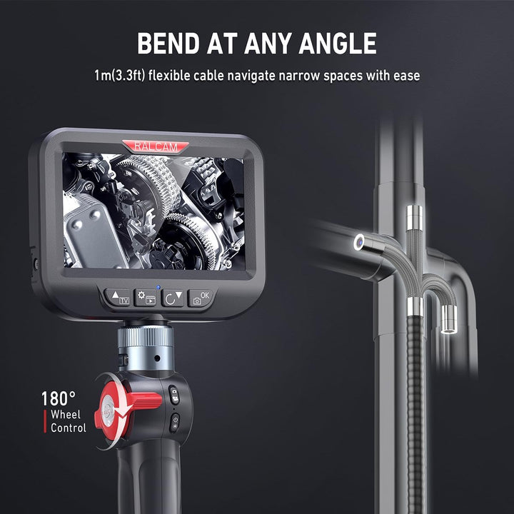 Ralcam Endoskopkamera mit Licht Endoscope Camera - Endoskop 8,5mm Inspektionskamera 4,3" HD 1080P Ro