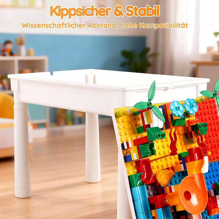 Kindertisch mit 2 Stühlen 515 Bausteine für Kinder Höhenverstellbar
