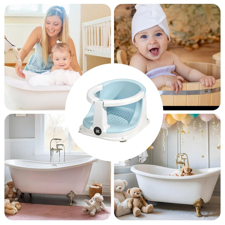 Badewannensitz Baby Ab 6 Monate | Rutschfester Badesitz Baby mit Temperatursensor | Faltbare Sichere