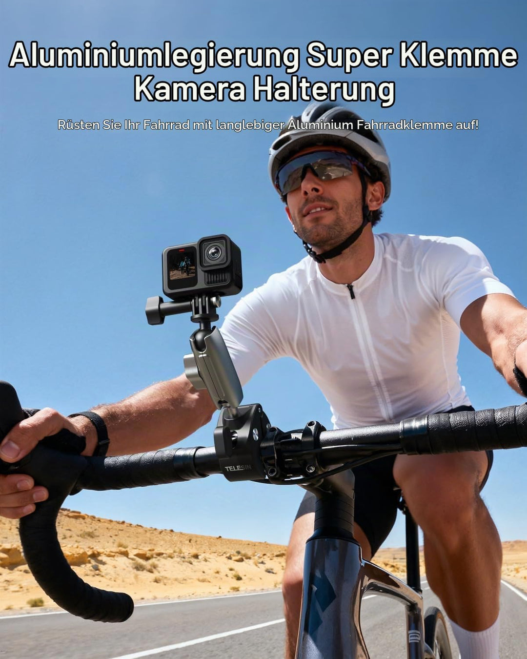 TELESIN Motorradfahren Krabbenklaue Klemme Magic Arm 360° Einstellung Super Klemme 1/4" Schraube für