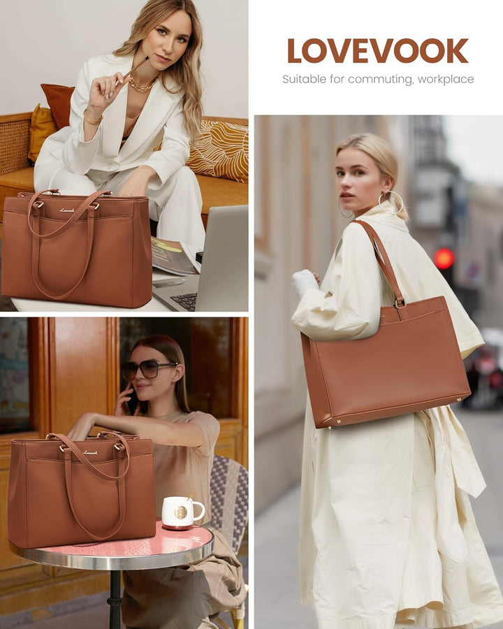 LOVEVOOK Laptoptasche Handtasche Damen 15,6 Zoll, Leicht Aktentasche Arbeitstasche Gross, Elegant La
